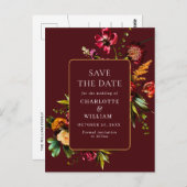 新しい花結婚式の日付を保存QRコード ポストカード (正面/裏面)