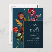 新しい花結婚式の日付を保存QRコード ポストカード (正面/裏面)