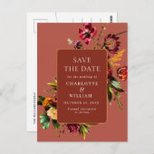 新しい花結婚式の日付を保存QRコード ポストカード (正面/裏面)