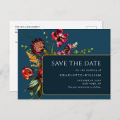 新しい花結婚式の日付を保存QRコード ポストカード (正面/裏面)