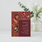 新しい花結婚式の日付を保存QRコード ポストカード (スタンド正面)