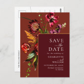 新しい花結婚式の日付を保存QRコード ポストカード (正面/裏面)