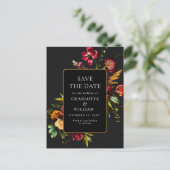 新しい花結婚式の日付を保存QRコード ポストカード (スタンド正面)