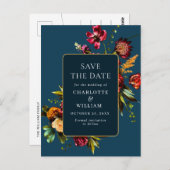 新しい花結婚式の日付を保存QRコード ポストカード (正面/裏面)