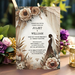 新しい茶色の秋ウッドペーパリーリサイクル紙結婚ズ 招待状