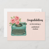 新しい著者おめでとう タイプライター ポストカード (正面/裏面)