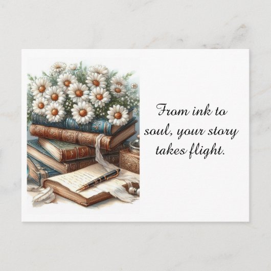 新しい著者へのお祝い ヴィンテージブック ポストカード (正面)