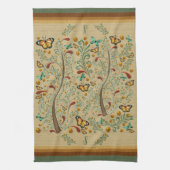 新しい蝶とオレンジの木 キッチンタオル (縦)