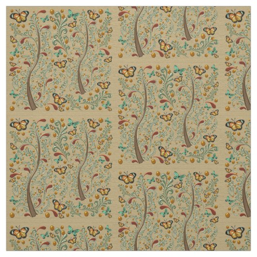 新しい蝶とオレンジの木 ファブリック (見本)