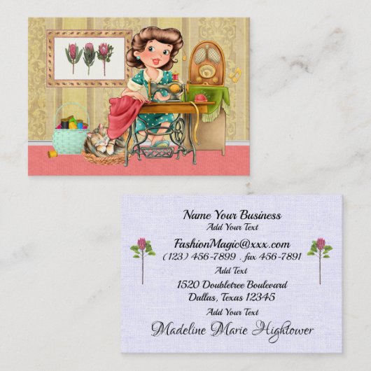 新しい裁縫/シーストレス/ファッション 名刺 (正面/裏面)