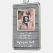 新しい親がベビーフォトグレーフェイクウッド シルバープレートフレームオーナメント (左)