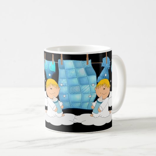 新しい親と赤ちゃんシャワーのための男の子 コーヒーマグカップ (正面右)
