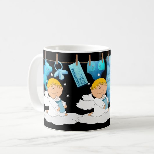 新しい親と赤ちゃんシャワーのための男の子 コーヒーマグカップ (正面左)