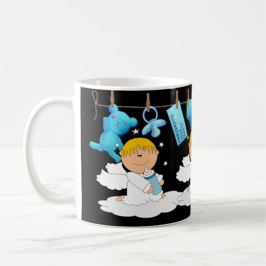 新しい親と赤ちゃんシャワーのための男の子 コーヒーマグカップ (左)