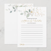 新しい親のためのグリーンゴールドの葉のアドバイスと願い 招待状 (正面/裏面)