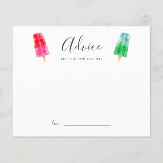 新しい親のためのポプシクル赤ちゃんシャワーアドバイス (正面)