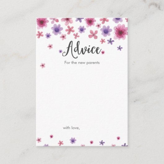 新しい親のためのミニアドバイス赤ちゃんシャワーカード アドバイスカード (正面)