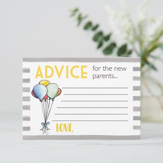新しい親のための赤ちゃんシャワーアドバイス アドバイスカード (スタンド正面)