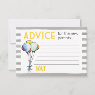 新しい親のための赤ちゃんシャワーアドバイス アドバイスカード