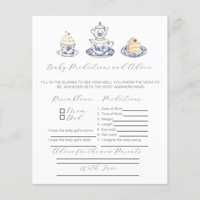 新しい親のゲームのための茶のパーティーアドバイス。 (正面)