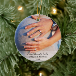 新しい親を期待するシンプルクラシック写真 セラミックオーナメント