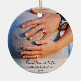 新しい親を期待するシンプルクラシック写真 セラミックオーナメント