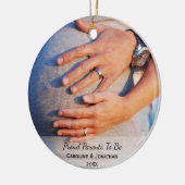 新しい親を期待するシンプルクラシック写真 セラミックオーナメント (左)