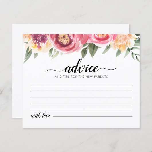 新しい親カードのためのアドバイスベビーシャワーパーティー (正面/裏面)