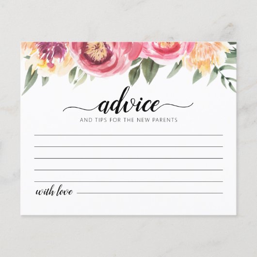 新しい親カードのためのアドバイスベビーシャワーパーティー (正面)