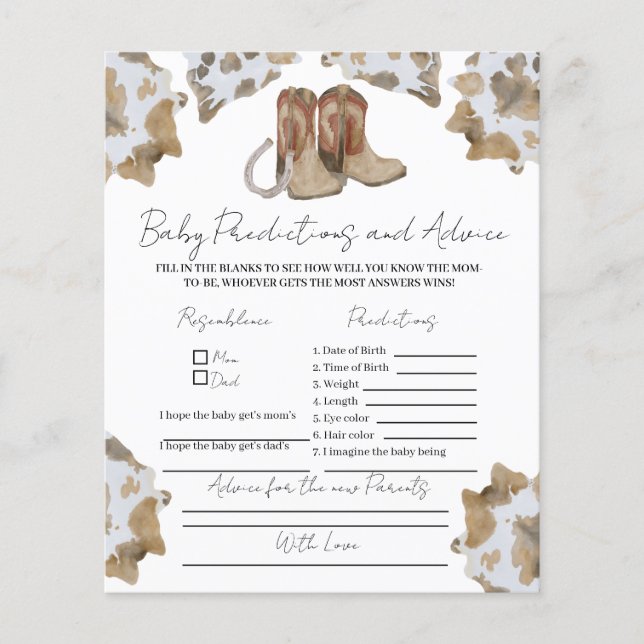 新しい親ゲームのためのカウボーイアドバイス。 (正面)