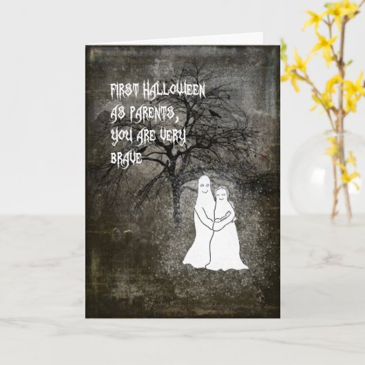 新しい親ファーストハロウィンカード カード (黄色い花)