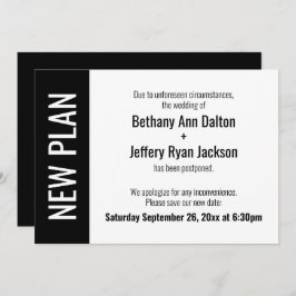 新しい計画のお知らせ、延期になった結婚式の発表 招待状