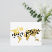 新しい計画の世界地図の宛先の結婚式 ポストカード (スタンド正面)