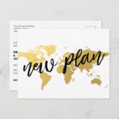 新しい計画の世界地図の宛先の結婚式 ポストカード (正面/裏面)