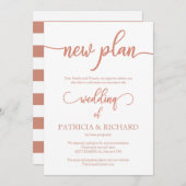 新しい計画の延期結婚されたエレガントバラ金ゴールド 招待状 (正面/裏面)