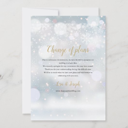 新しい計画をやり直す冬日を保存  招待状 (裏面)