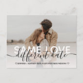 新しい計画シンプルタイポグラフィ結婚の日付の変更 案内ポストカード (正面)