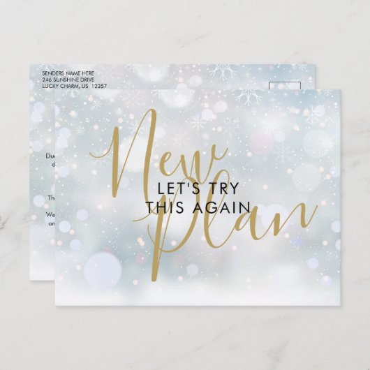 新しい計画スクリプトが取り消された冬の日付の変更 ポストカード (正面/裏面)