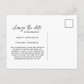 新しい計画モダンタイポグラフィ結婚が日付を変更 案内ポストカード (裏面)