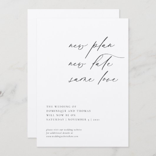 新しい計画新しい日付同じ計画の変更 招待状 (正面/裏面)