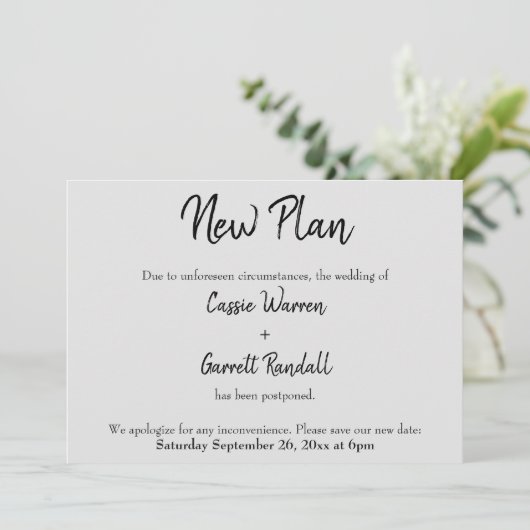 「新しい計画」がグレイ結婚カードに黒を延期 招待状 (スタンド正面)