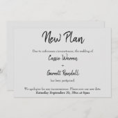 「新しい計画」がグレイ結婚カードに黒を延期 招待状 (正面/裏面)