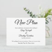 「新しい計画」エレガントな延期結婚発表カード 招待状 (スタンド正面)