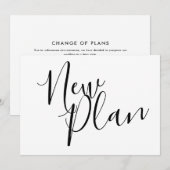 新しい計画 延期されたイベント モノクロ 現代的 招待状 (正面/裏面)