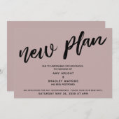 新しい計画 延期された結婚式 ダスティローズピンクカード 招待状 (正面/裏面)