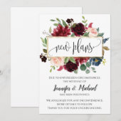 新しい計画 延期 キャンセル 花の発表 招待状 (正面/裏面)