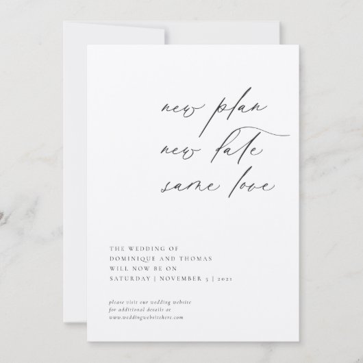 新しい計画 新しい日 同じ愛 計画変更 招待状 (正面)