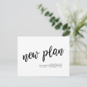 新しい計画、結婚の延期、ミニマル黒 ポストカード (スタンド正面)