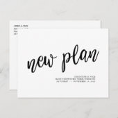 新しい計画、結婚の延期、ミニマル黒 ポストカード (正面/裏面)