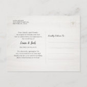 新しい計結婚画の延期変更 案内ポストカード (裏面)